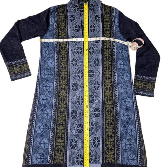 Alpaca Wool Open Front Cardigan Blue Green Medium Scottish English‎ Boho ($298) - Picture 4 of 5
